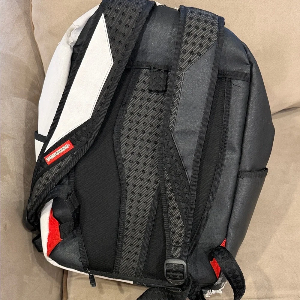 Sprayground Black and White Shark Backpack with Red Accents - Picture 7 of 7